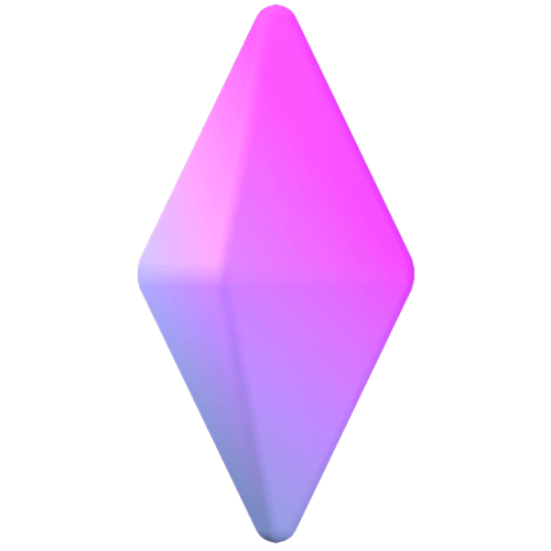 3D Diamond Gem Icon With Pink To Purple Gradient Representing Order Higher Rank Plan