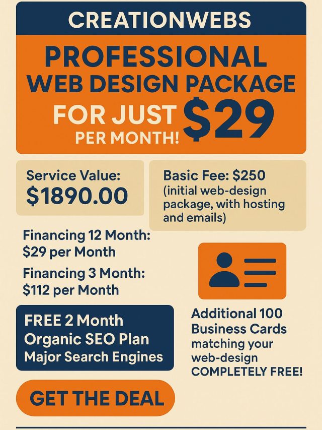 Paquete de diseño web profesional por solo $29 al mes Tampa