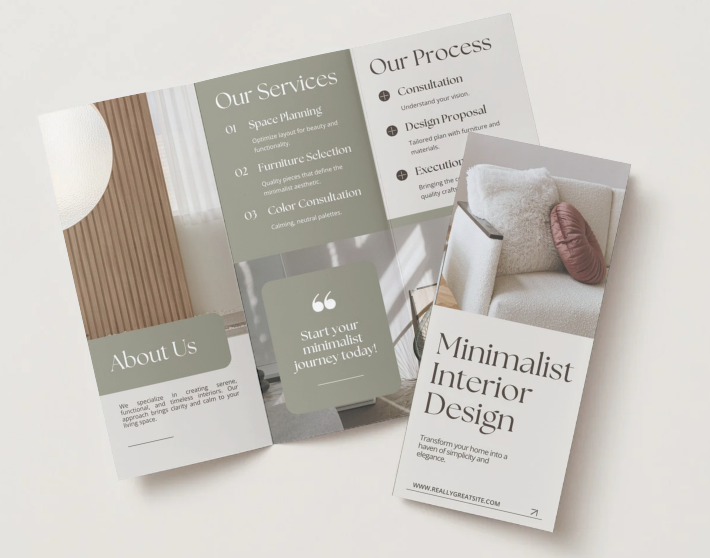 Print Tri-Fold Brochure Minimalist Interior Design / Tri-Fold Brochure Sample At Creationwebs Printed Product