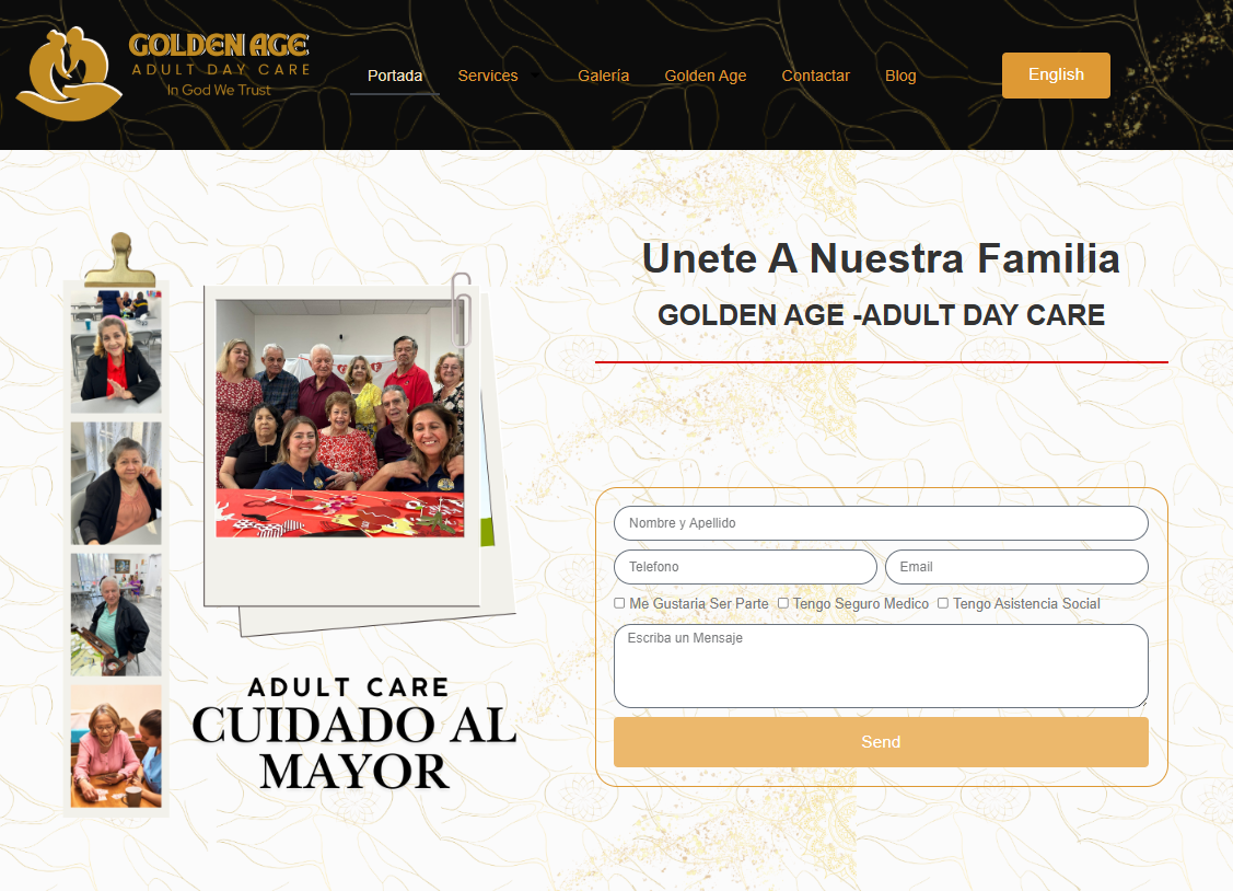 Negocio Bilingüe en Florida, Golden Age Adult Day Care in Palmetto Bay, Design by CreationWebs LLC
