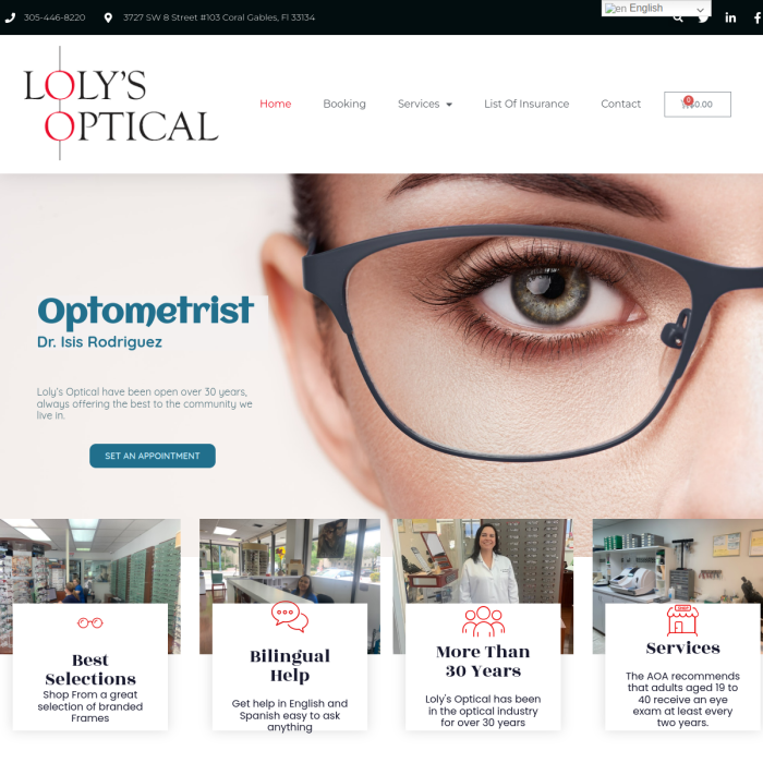 Portfolio Creationwebs : Loly&Amp;Apos;S Optical In Coral Gables, Miami Florida