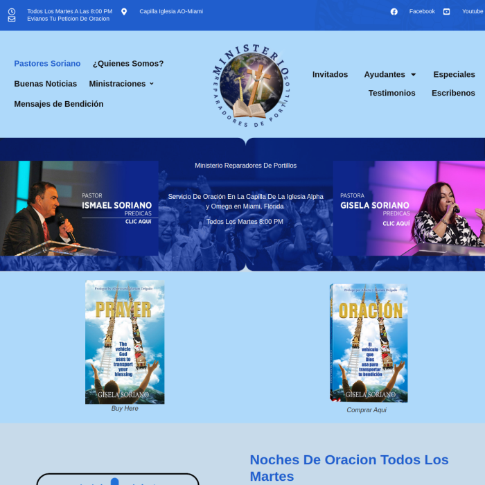 Portfolio Creationwebs : Ministerio Reparadores De Portillos, Culto De Oración En Miami, Florida