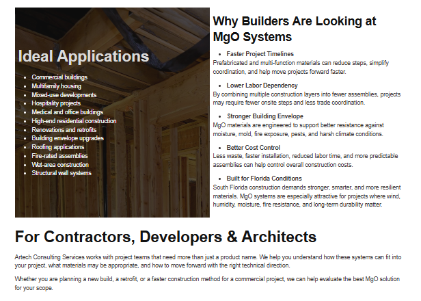 Mgo System Ideal Applications And Benefits Overview For Contractors, Developers, And Architects In Construction
