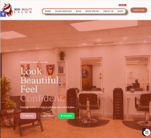 Web Design And Marketing Services 4 Midi Beauty Salon Interior With Styling Chairs, Mirrors, And Shelves Displaying Hair Products