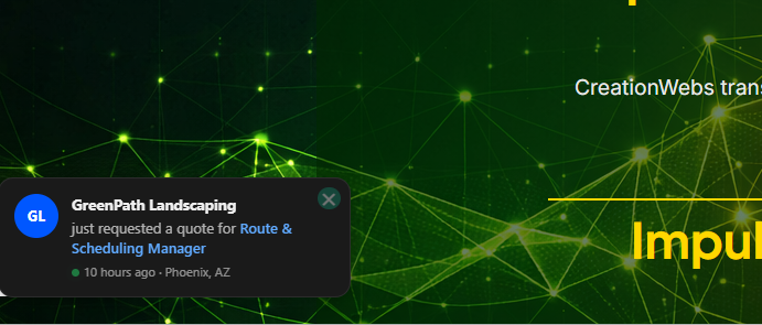 Social Proof The Right Way To Increase Sales 4 Social Proof Notification Showing Greenpath Landscaping Requesting A Quote For Route &Amp; Scheduling Manager, 10 Hours Ago From Phoenix, Az