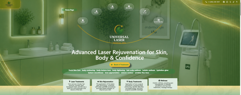 Portfolio Creationwebs 14 Universal Laser Medical Spa Homepage Featuring Advanced Laser Rejuvenation Services For Skin, Body, And Wellness In Miami