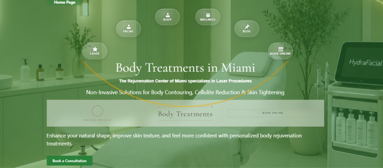 Portfolio Creationwebs 18 Body Treatments Homepage At Rejuvenation Center Of Miami Offering Laser, Contouring, And Skin Tightening Services